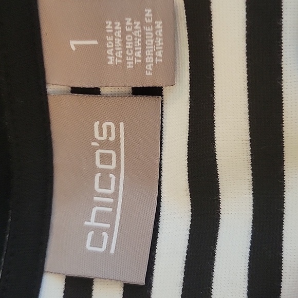 Chico's Black White Stripe Ponte Jacket Size Medium - Picture 2 of 5